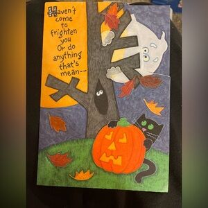 Vintage 1980s Hallmark Pop Out Halloween Card Ghost Black Cat Jack-O-Lantern NEW